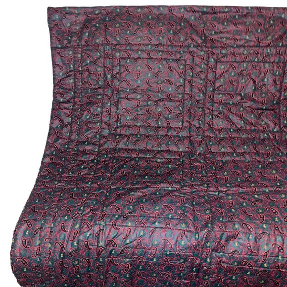 Handmade Vintage 70's Equestrian Horse Rider Beagle Hunting Paisley Quilt 66X52 - Picture 8 of 11